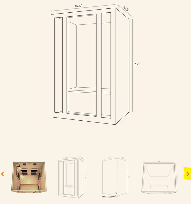 Assembled Dimensions of Joyous 2 Person Far Infrared Sauna