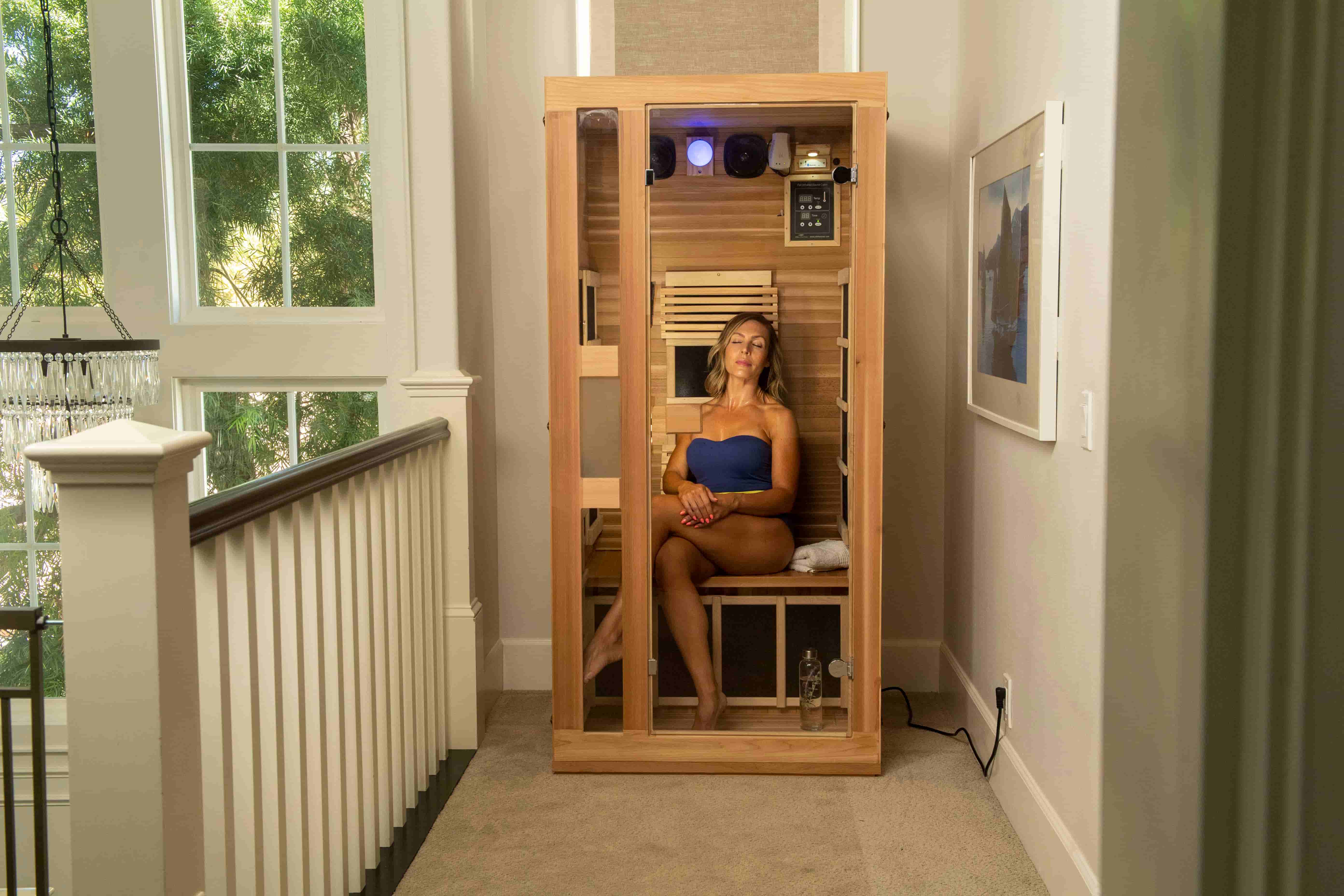 Ensi RED 1 Person sauna placed on Carpet